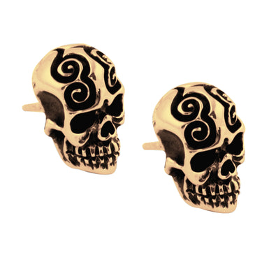 Arete calavera garigol dorado 18kt